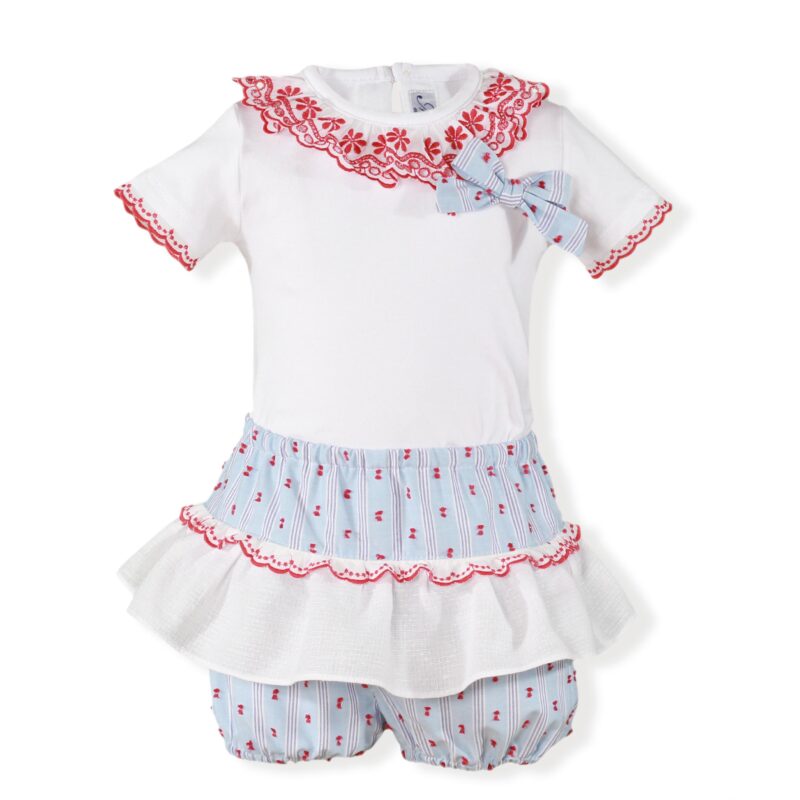 Compleu albastru cu buline rosii Miranda Textil