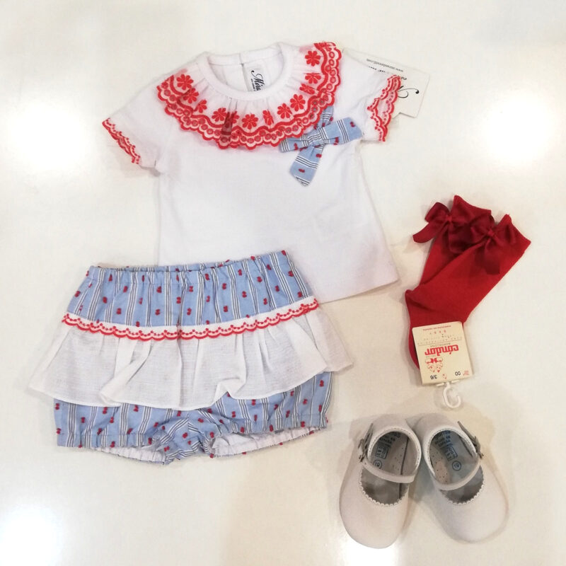 Compleu albastru cu buline rosii Miranda Textil - imagine 2