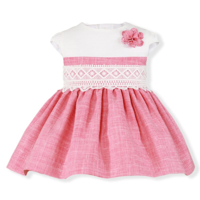 Rochie bebe alb cu roz Miranda