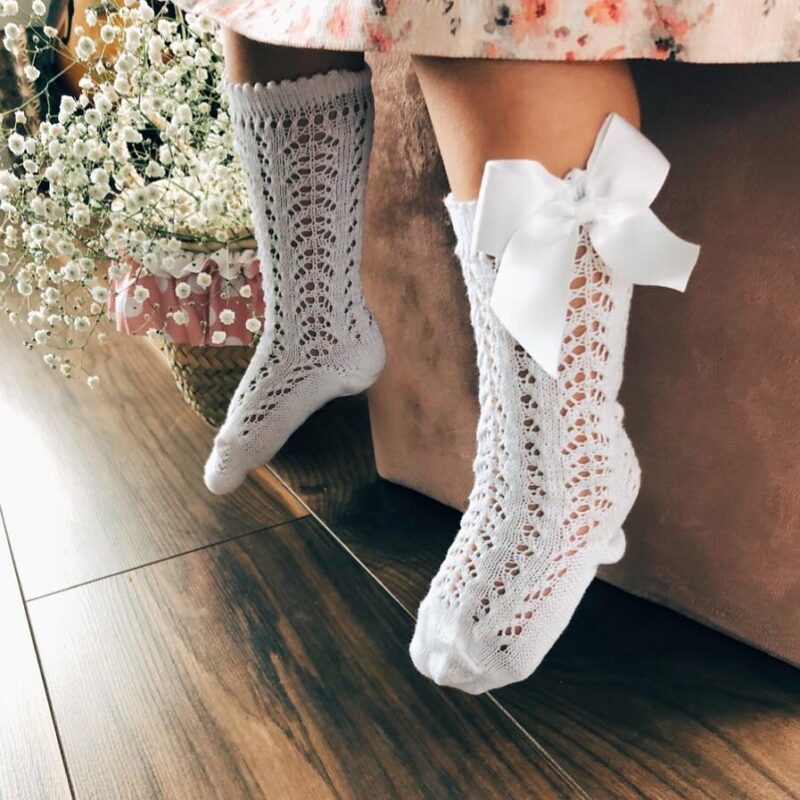 Sosete inalte albe din tricot Condor - imagine 2
