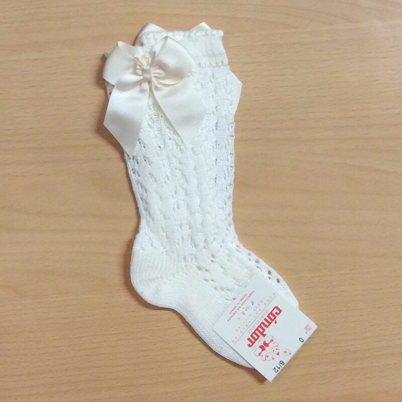 Sosete inalte albe din tricot Condor - imagine 4