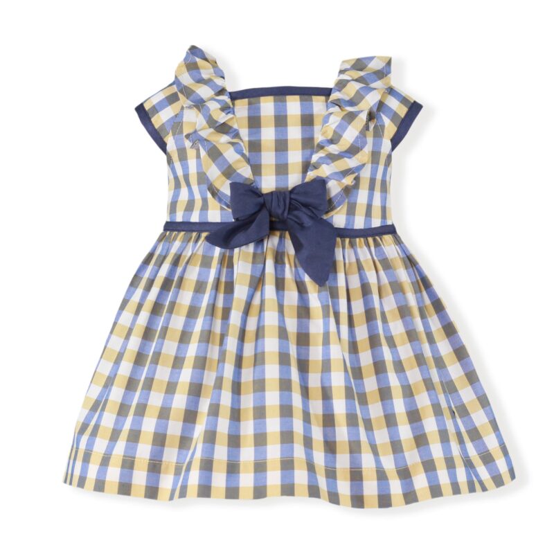 Rochie in carouri galben-albastru Miranda