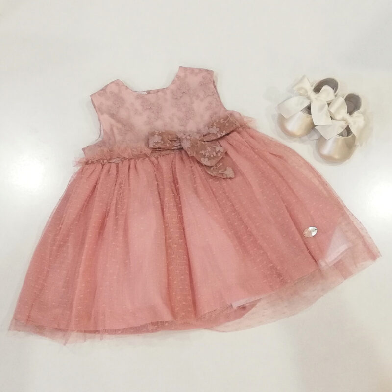 Rochie roz pudra cu dantela si tul Basmarti - imagine 2