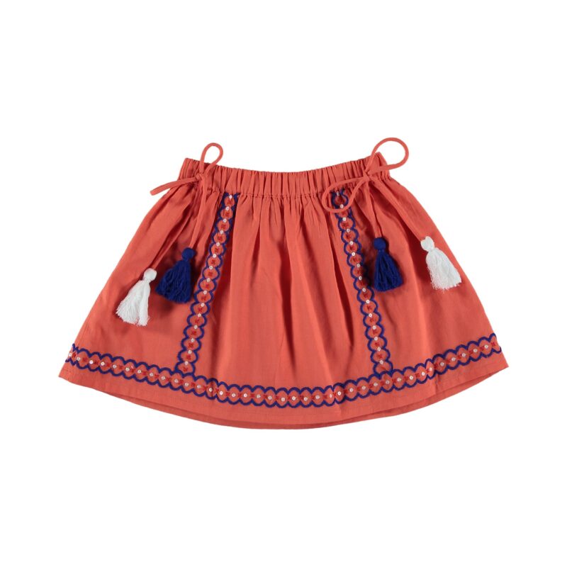 Fusta portocalie brodata Petit Bazar