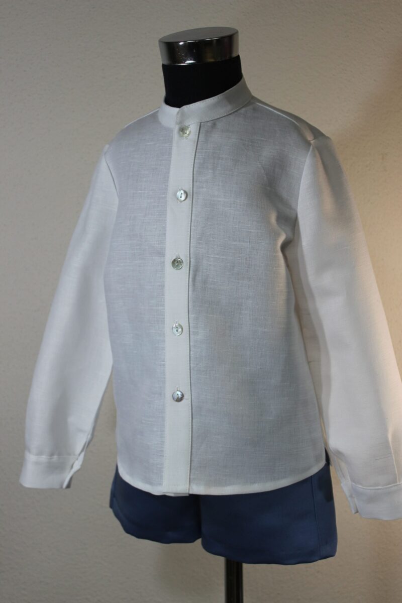Set pantalon scurt albastru lucios cu cămașă Basmarti - imagine 2