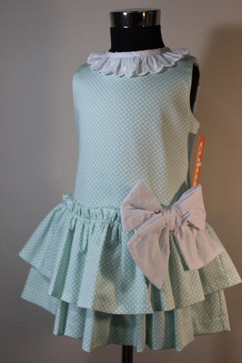 Rochie turcoaz cu buline albe Cuka