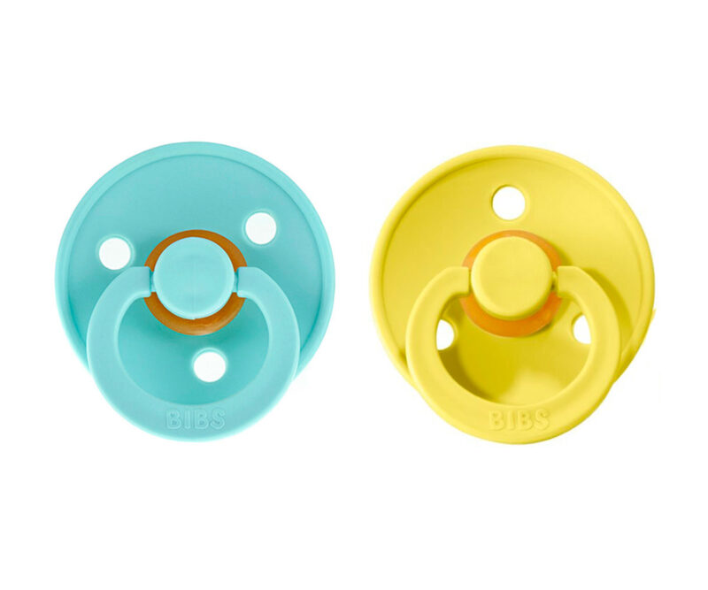Set 2 suzete galben-albastru Bibs