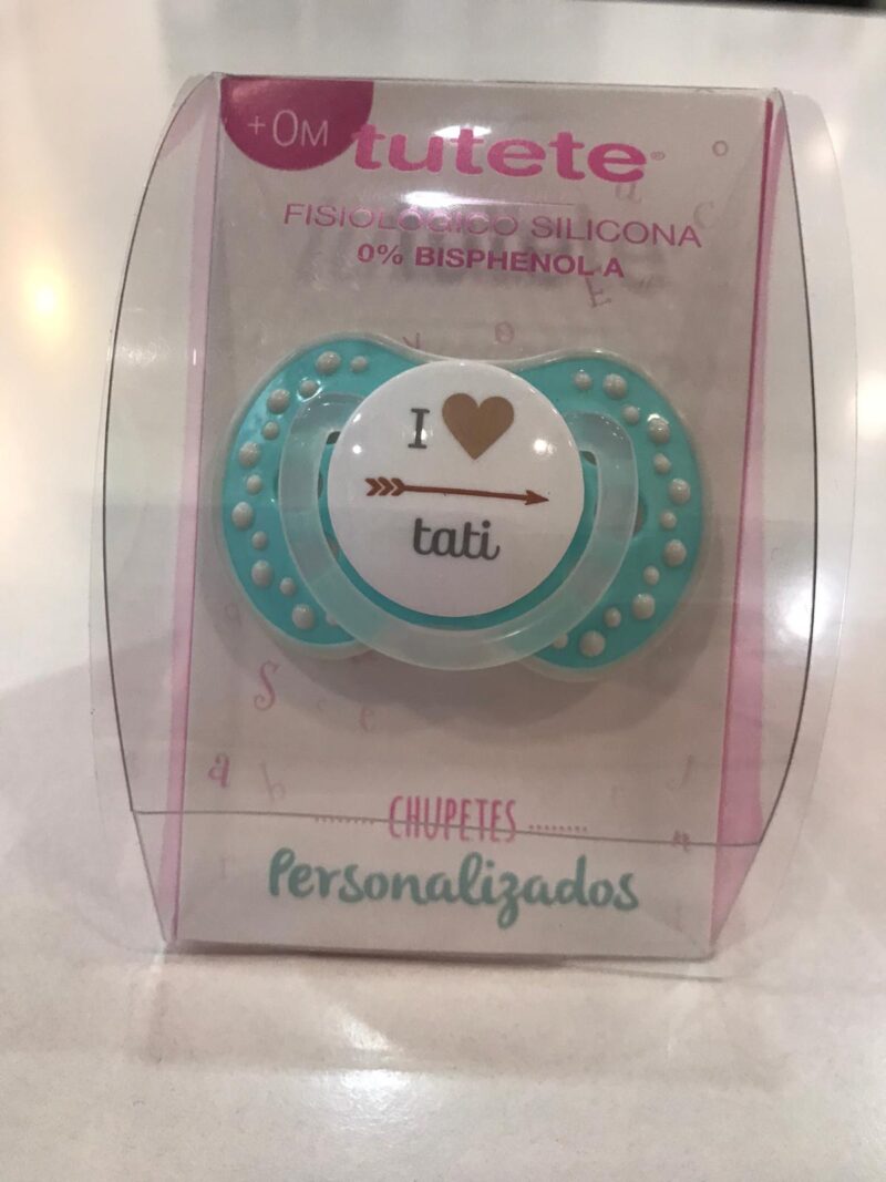 Suzetă personalizată turcoaz „I love tati”