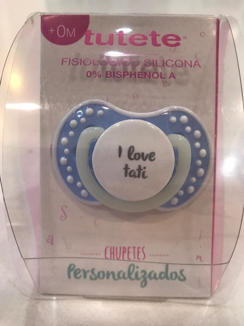 Suzetă alb-albastru”I love tati”
