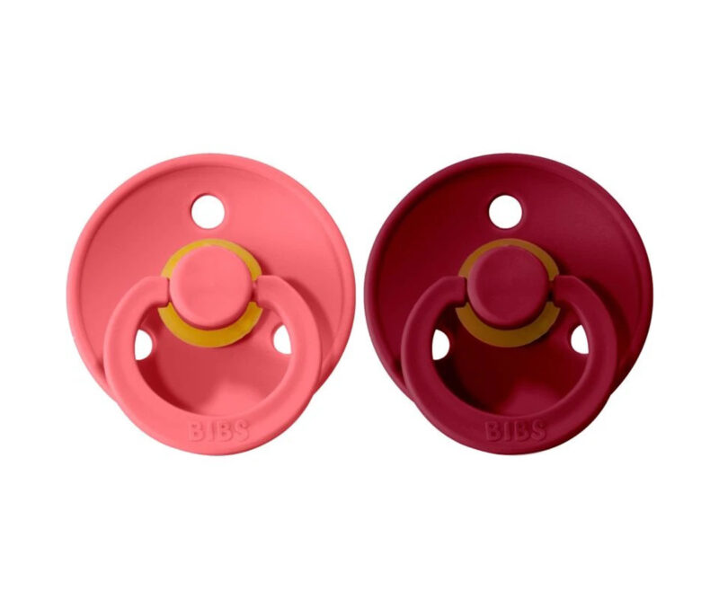 Set 2 suzete BIBS coral-vișiniu