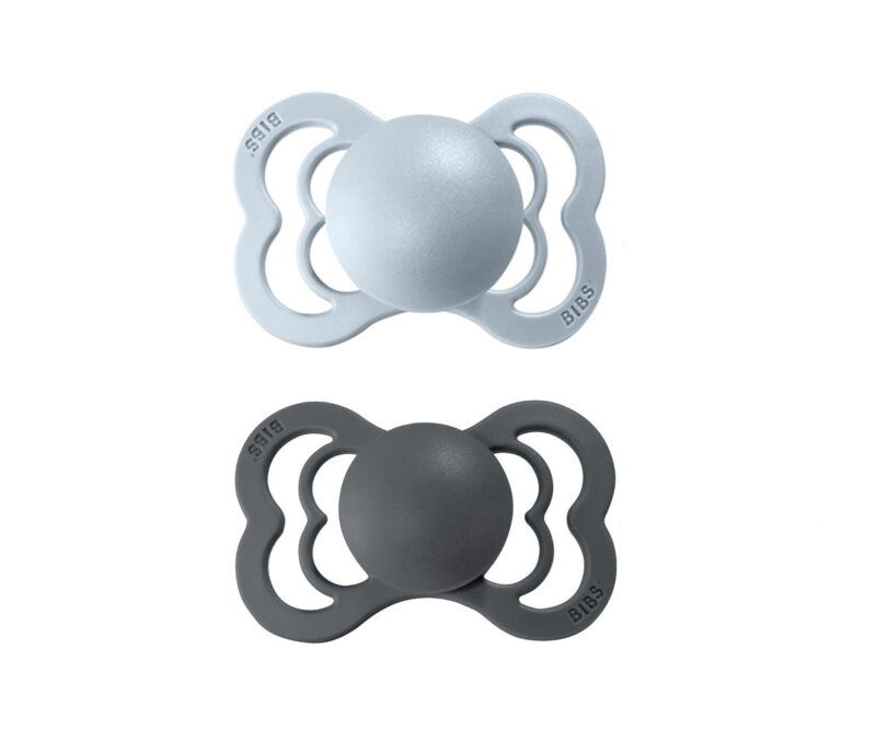 Set 2 suzete BIBS SUPREME cauciuc natural iron-baby blue