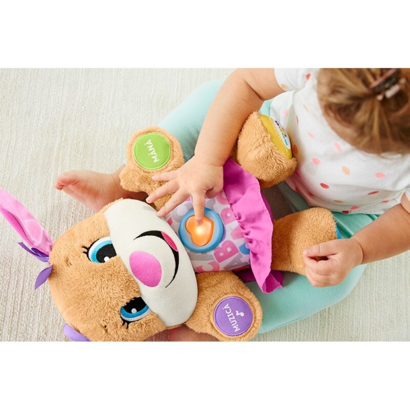 Jucărie roz de pluș Fisher Price Cățelușa vorbitoare în limba română - imagine 2