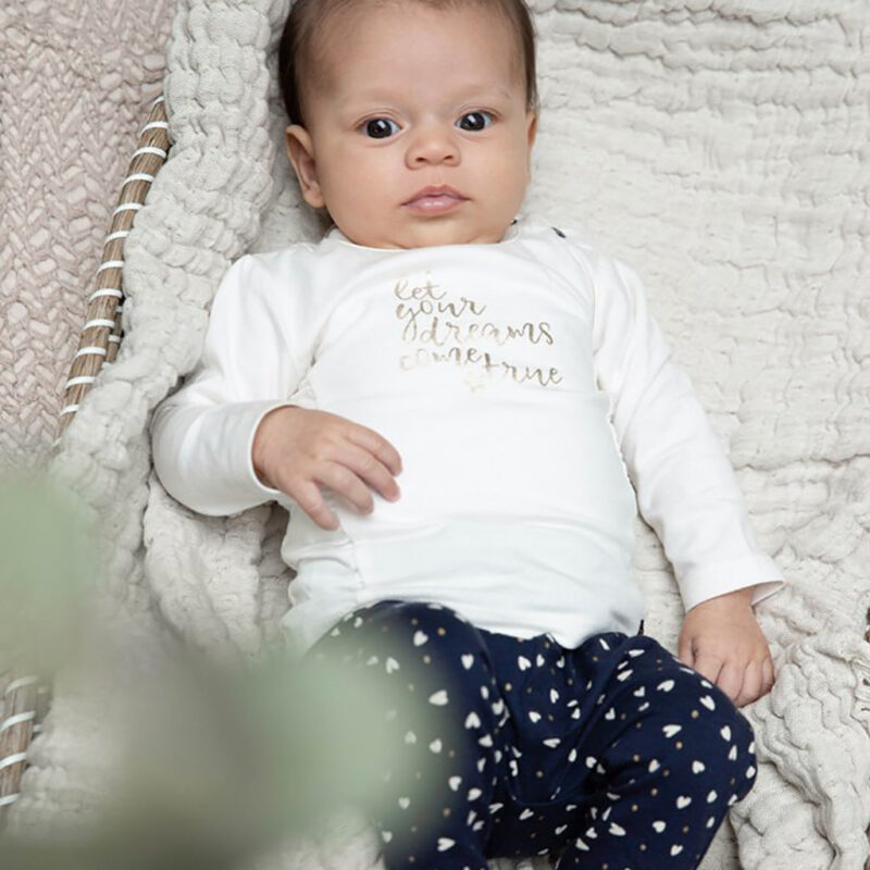 Pantaloni din bumbac organic cu imprimeu inimioare