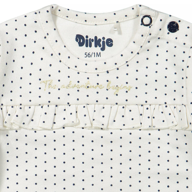 Bluza ivory cu bulinuțe din bumbac organic - imagine 3