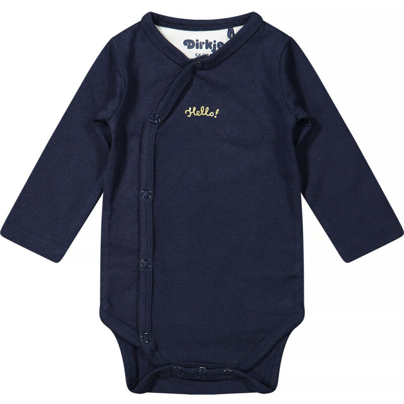 Set 3 body-uri din bumbac organic cu imprimeu -Hello- - imagine 5