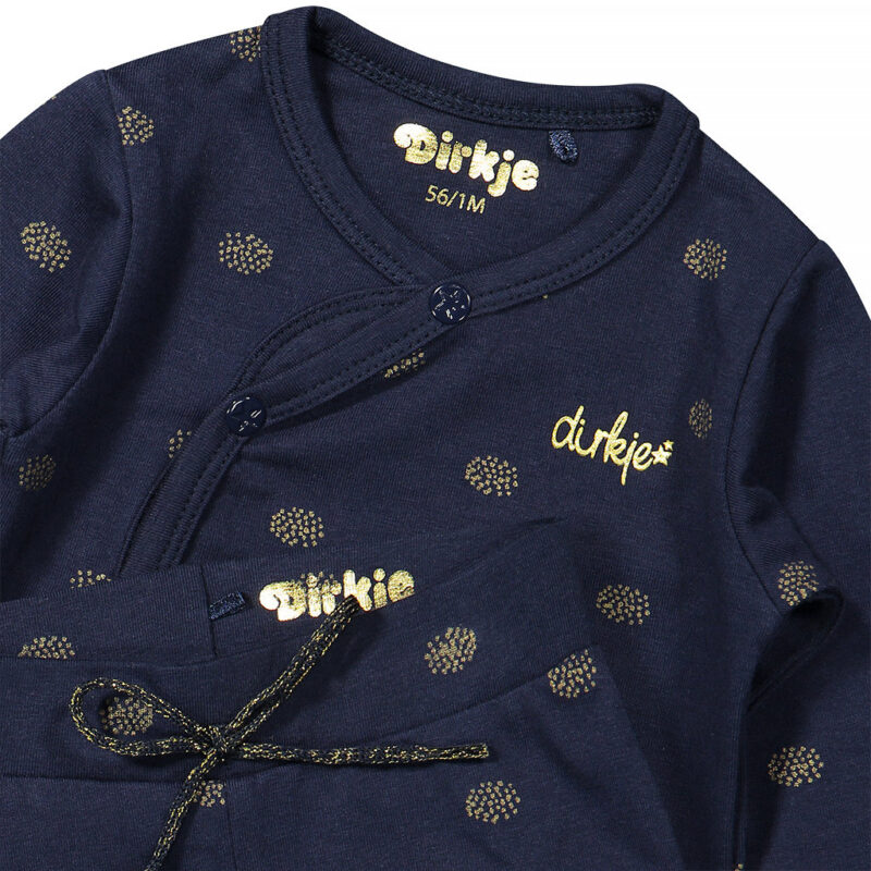 Compleu bleumarin din bumbac organic cu imprimeu - imagine 2