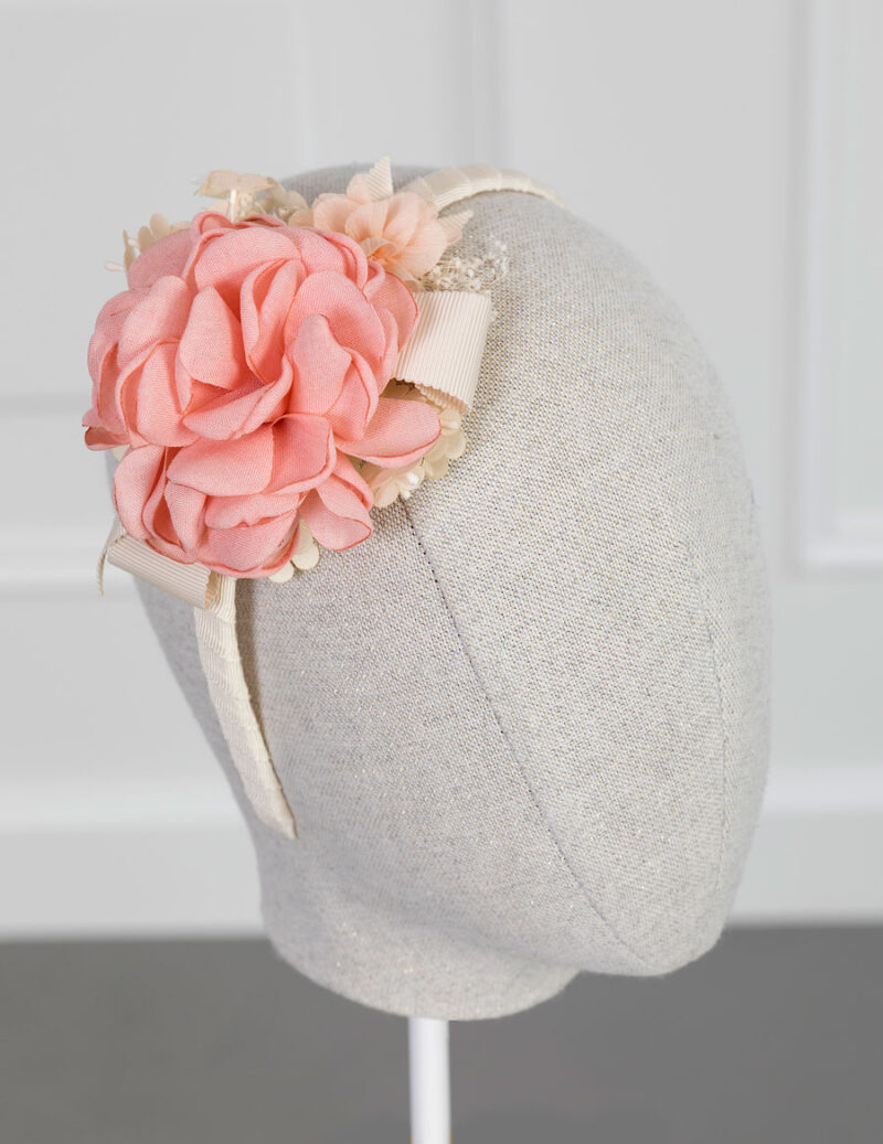 Diademă buchet flori culoarea somonului Abel&Lula - imagine 2