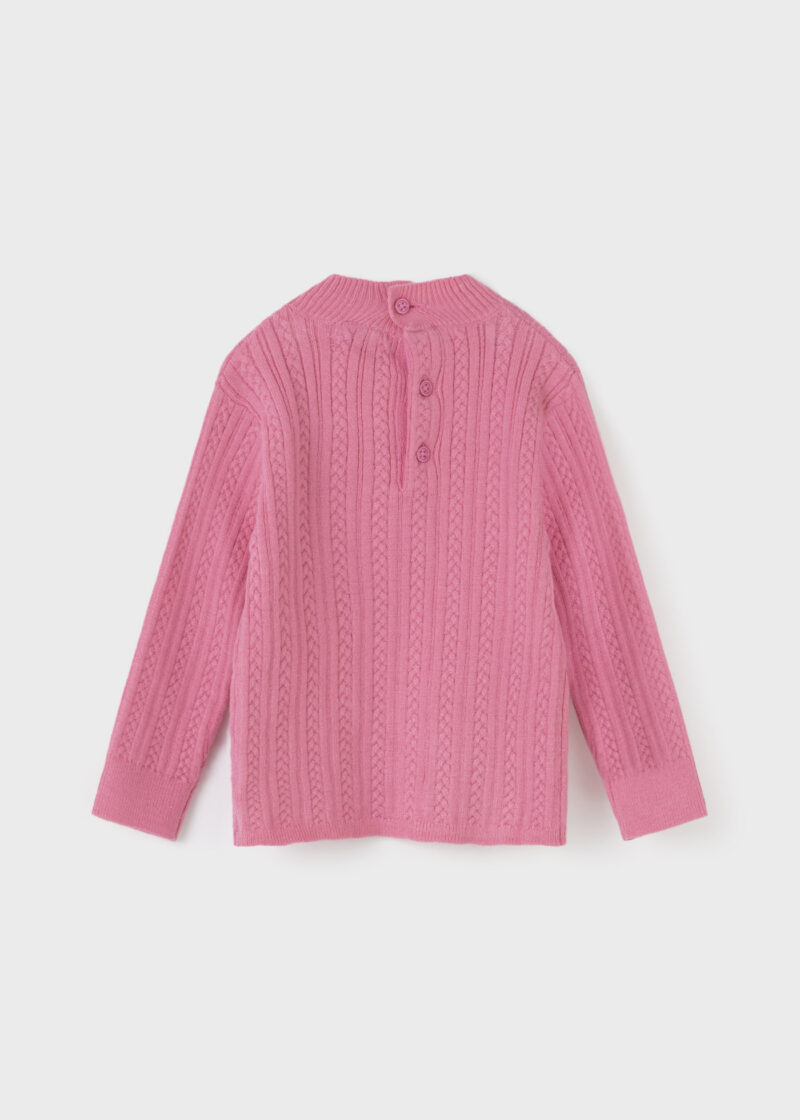 Pulover din tricot roz camelia cu guler înalt basic fetițe Mayoral - imagine 2
