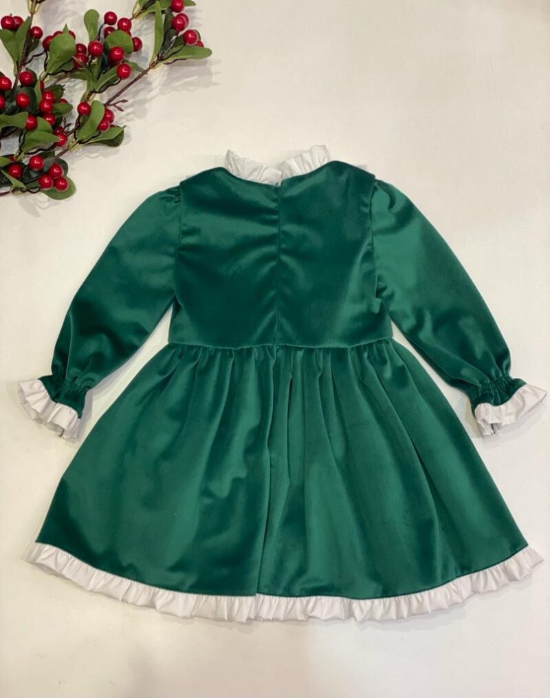 Rochiță din catifea verde vintage, Little Rose - imagine 2