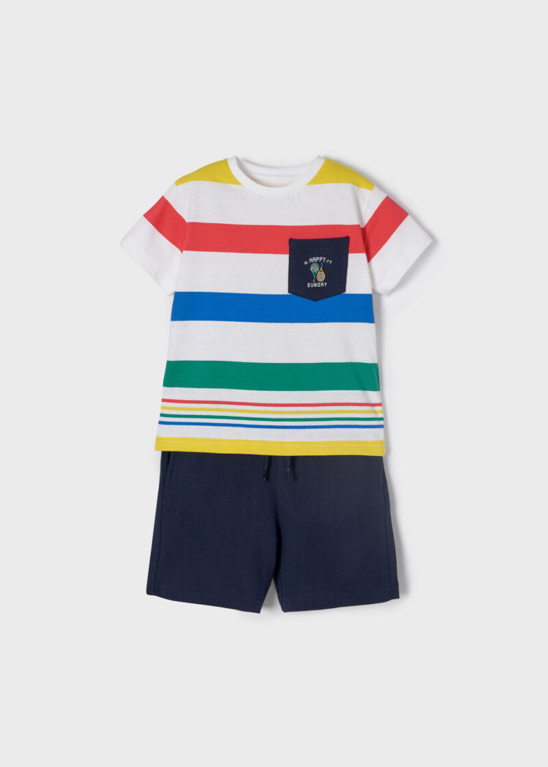 Set colorat în dungi cu pantaloni scurți băiat Mayoral - imagine 2