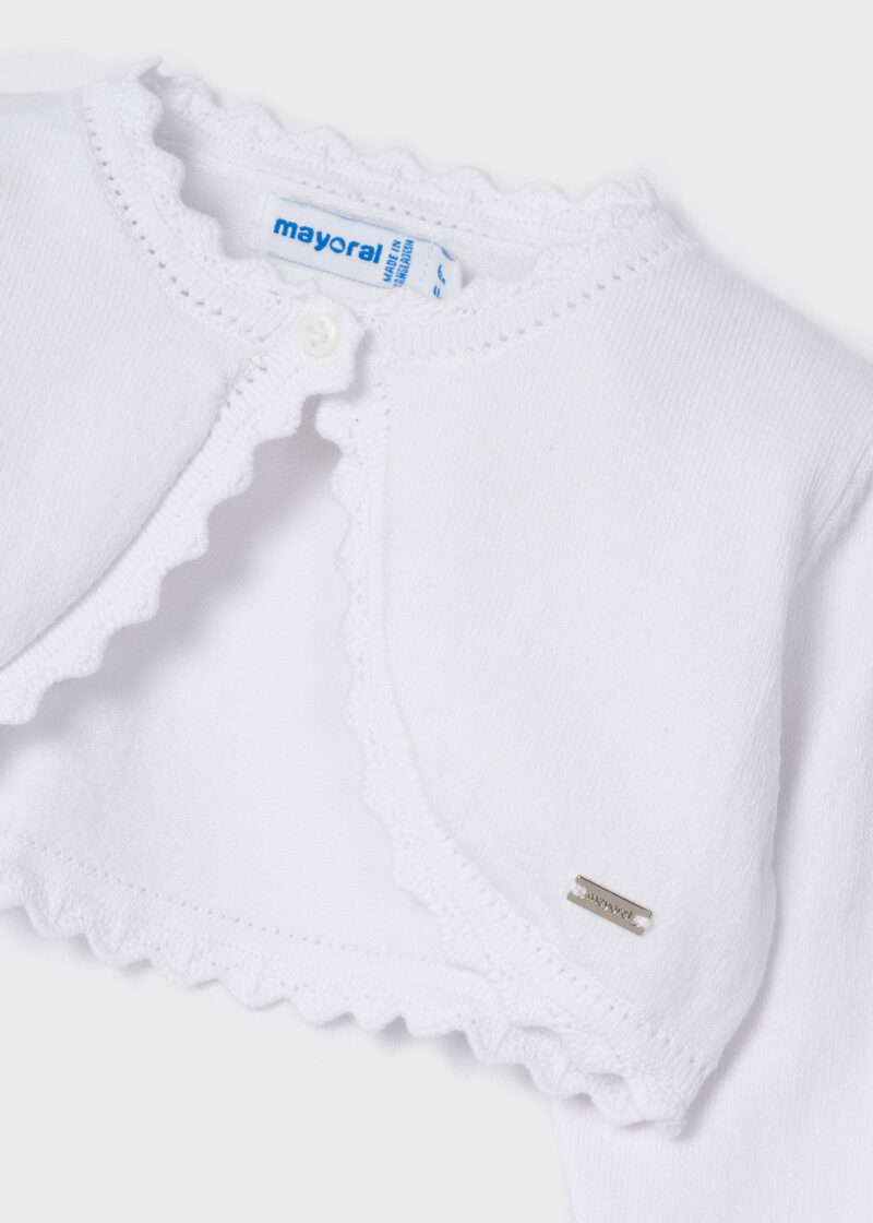 Cardigan alb din tricot ECOFRIENDS bebe fetiță Mayoral - imagine 3