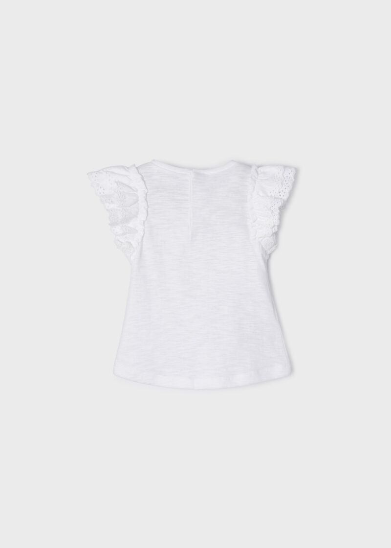 Tricou alb mânecă volănaș ECOFRIENDS bebe fetiță Mayora - imagine 2