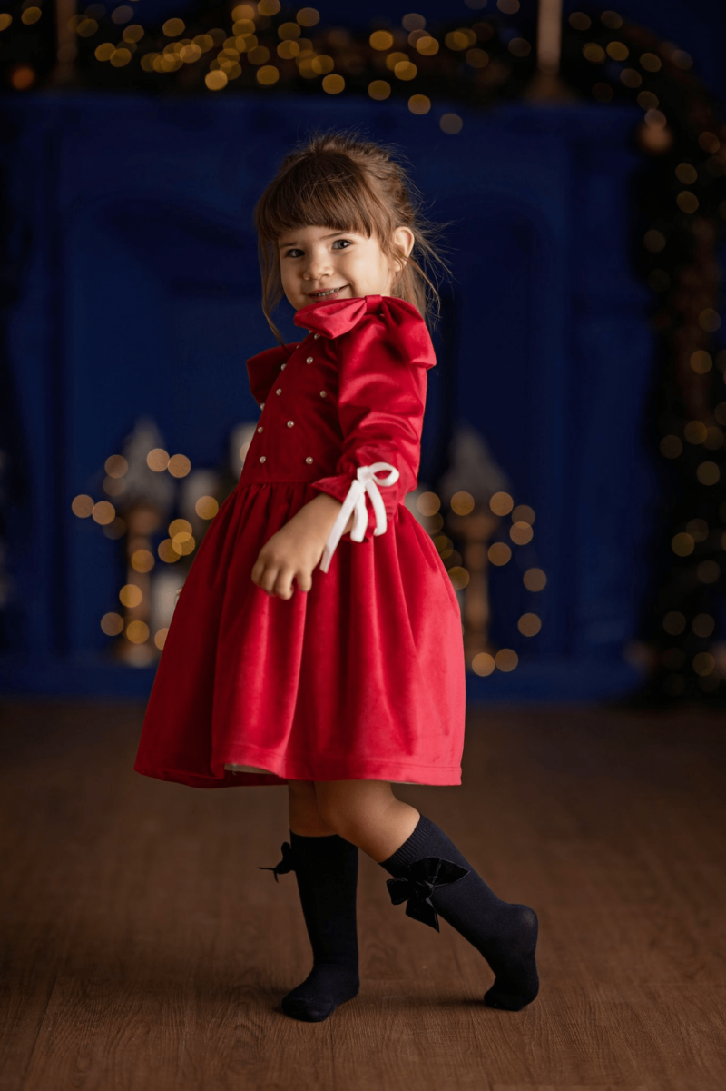 Rochie rosie din catifea ,Perla
