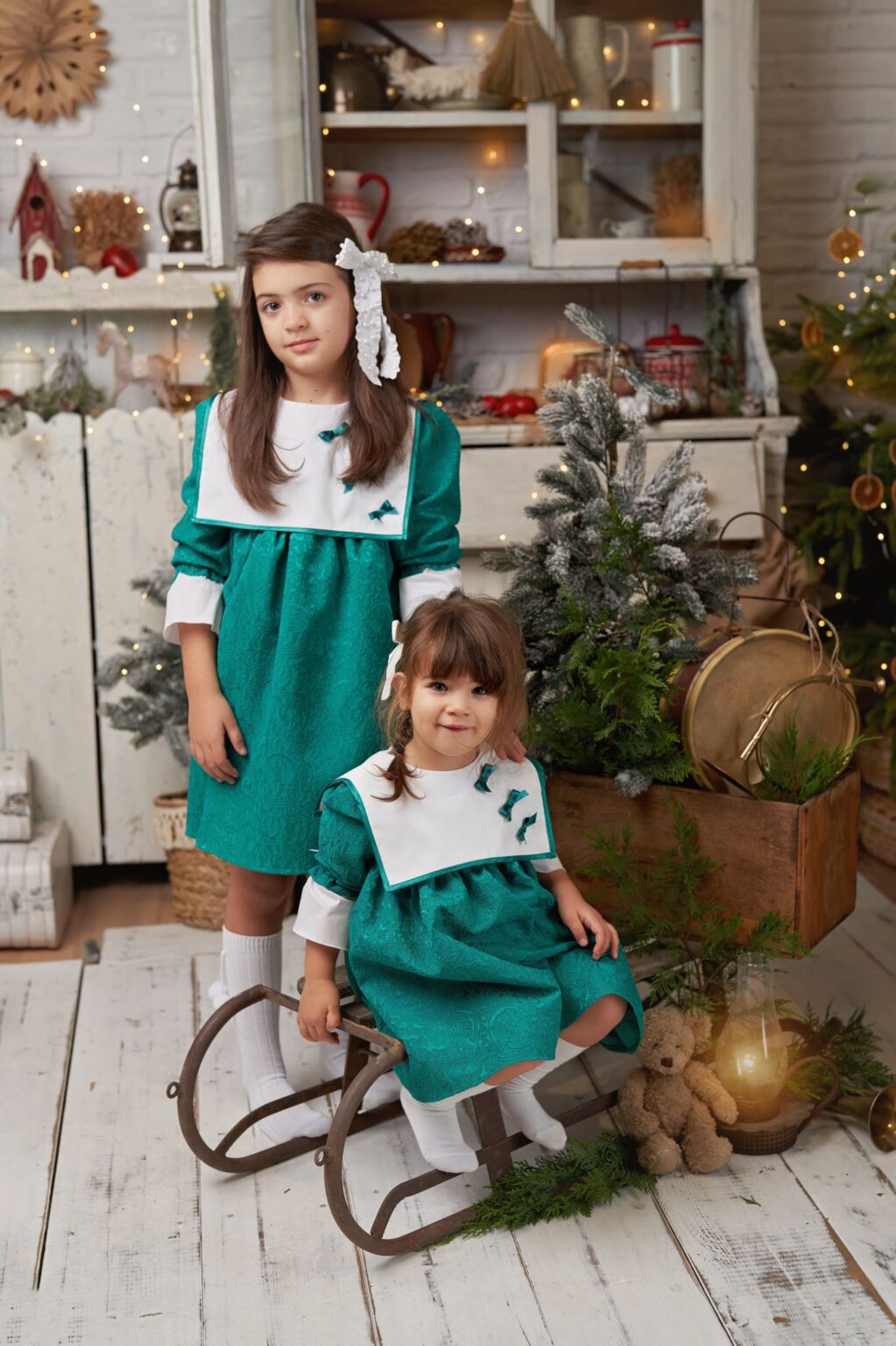 Rochie brocard verde Anna, Little Rose