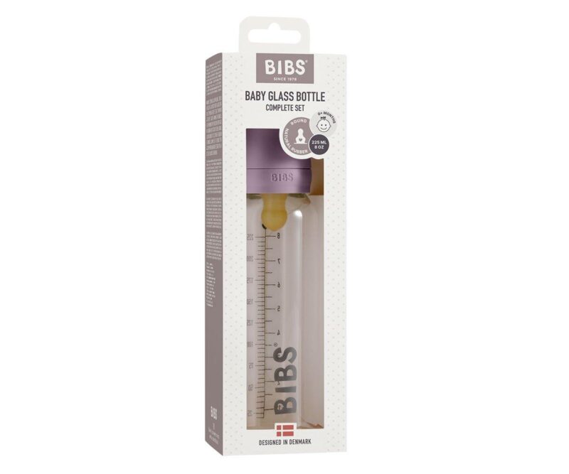 Biberon din sticla,Bibs, 225 ml,mauve - imagine 2