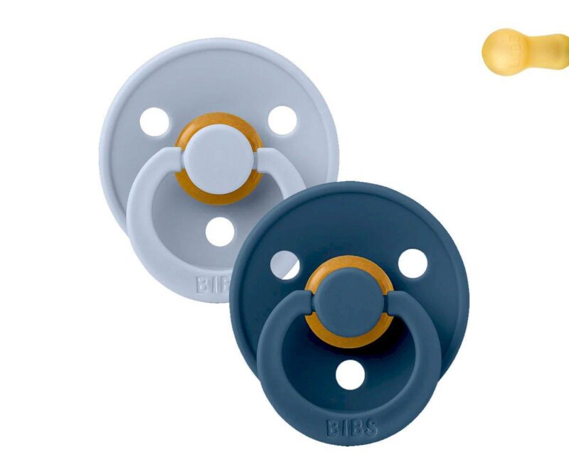 Set 2 suzete Bibs Colour Round Dusty Blue/Steel Blue