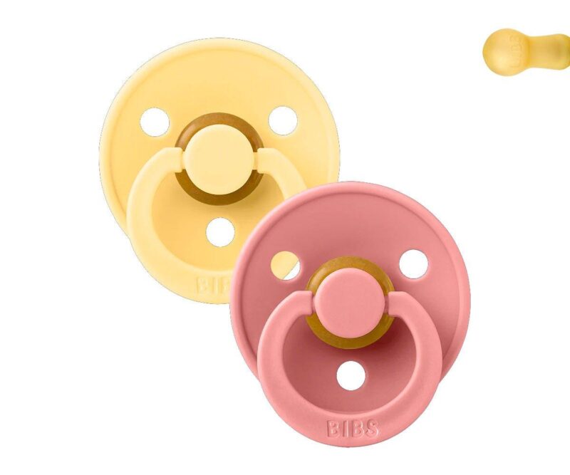 Set 2 suzete Bibs Colour  Round Pale Butter/Dusty PinK