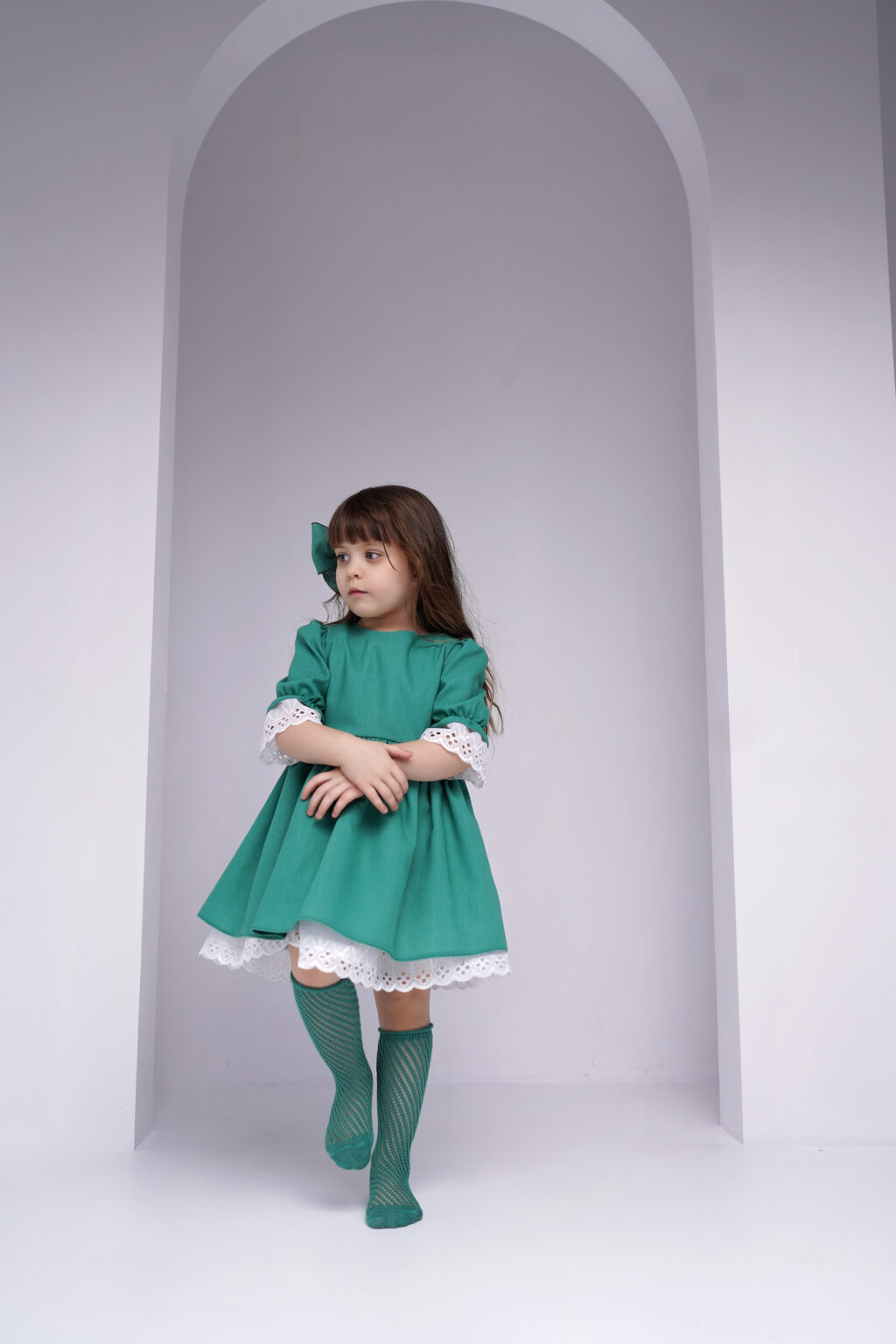 Rochie Linen Verde, Little Rose