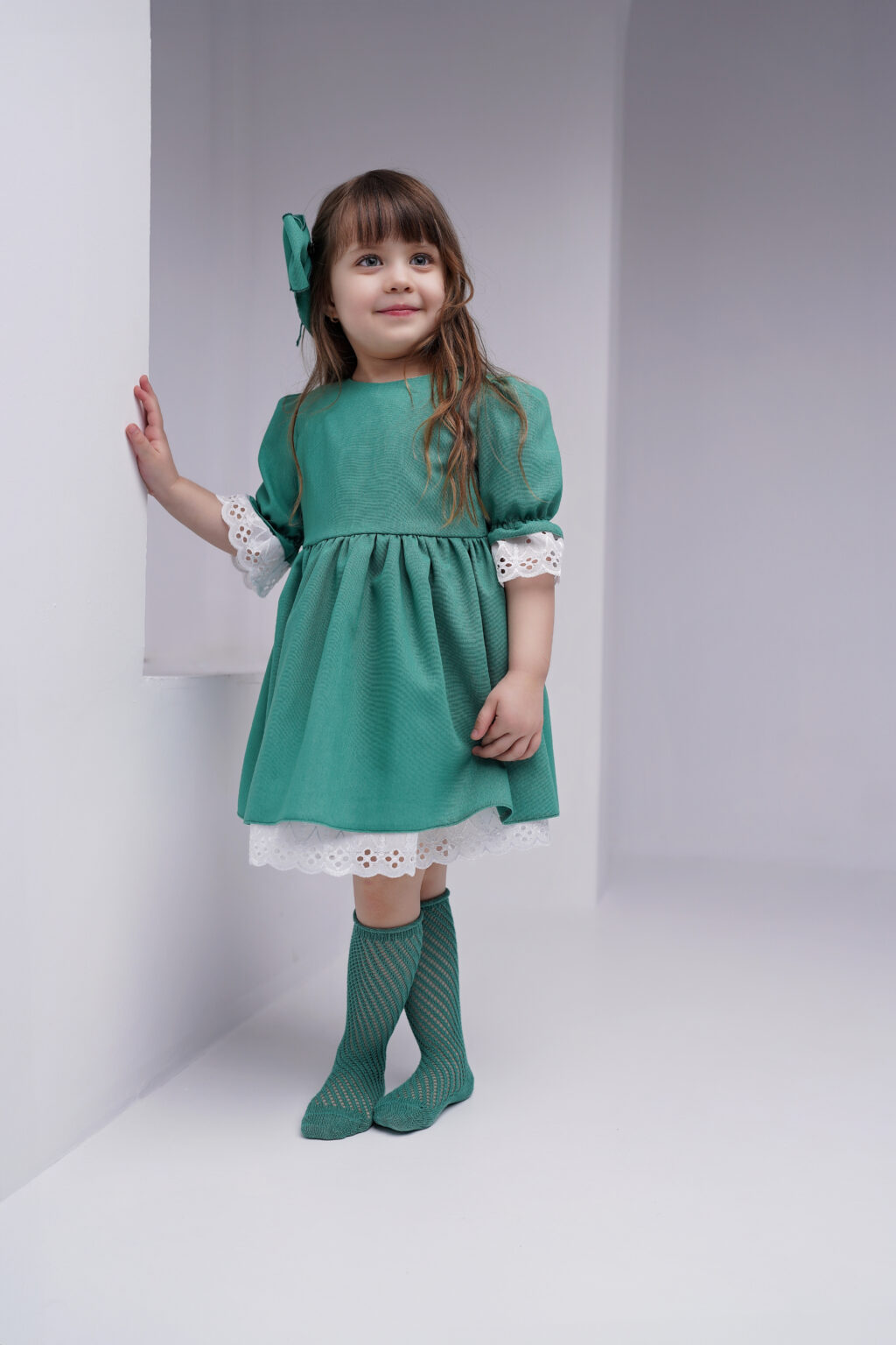 Rochie Linen Verde, Little Rose