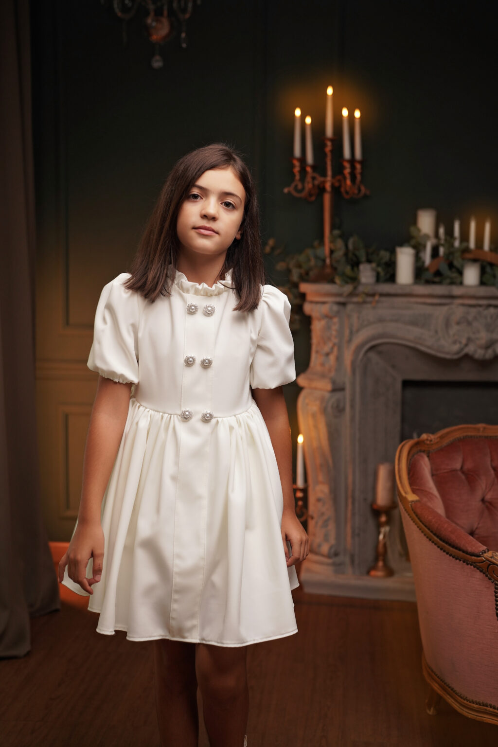 Rochie Chantal white, Little Rose