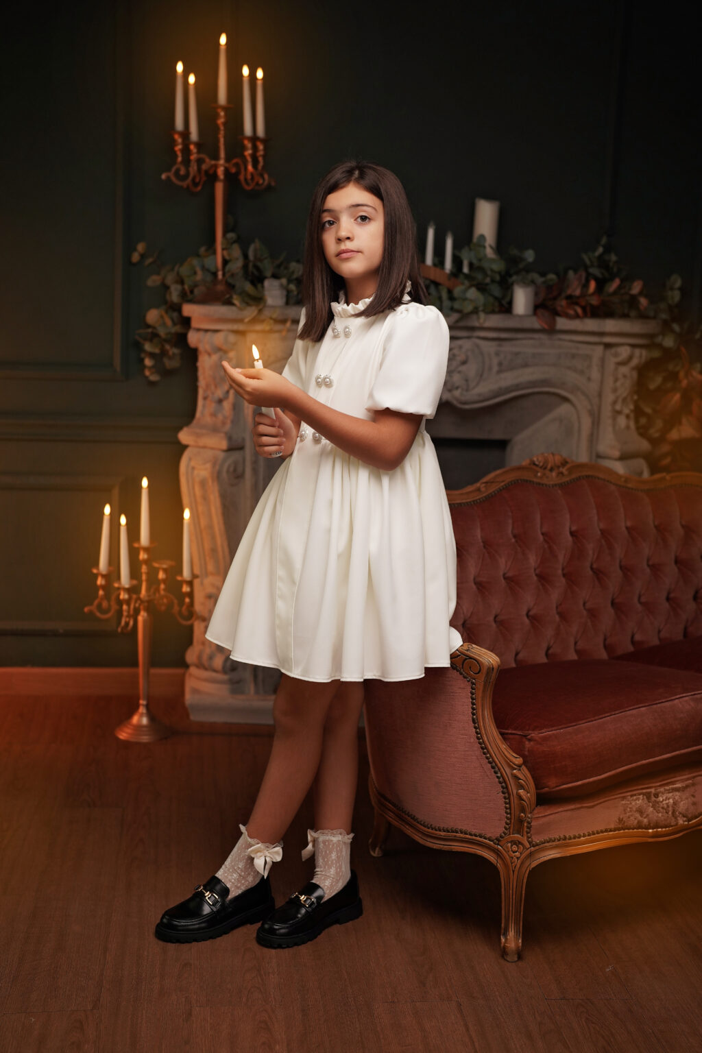 Rochie Chantal white, Little Rose