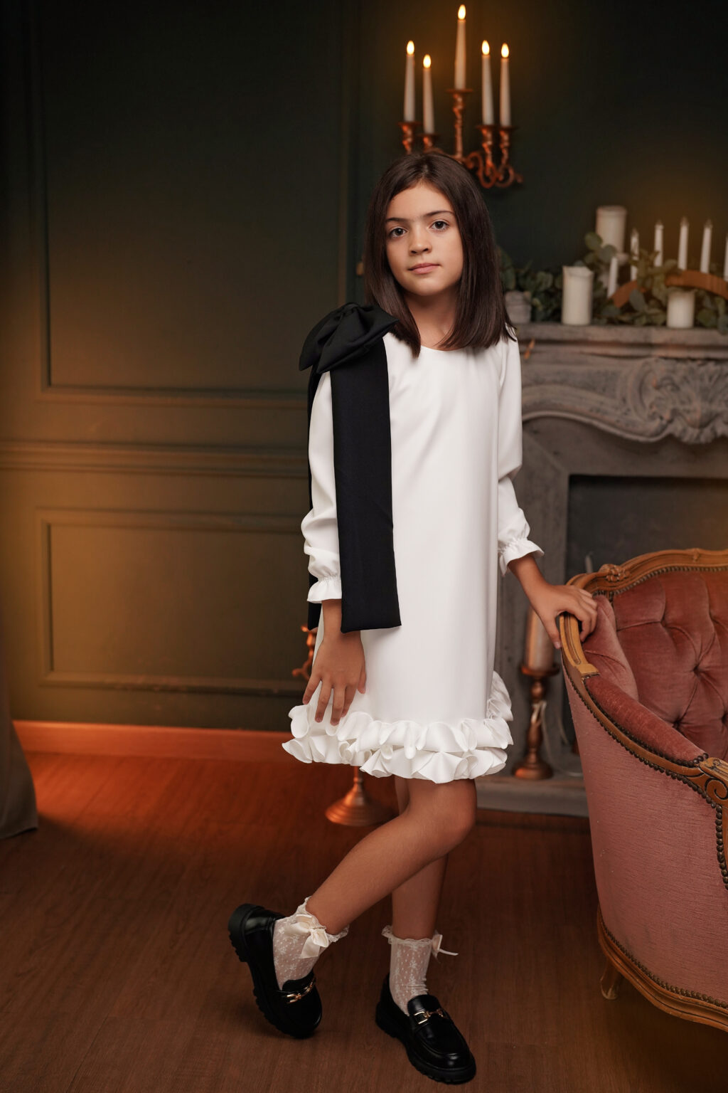 Rochie Lilith white-black, Little Rose