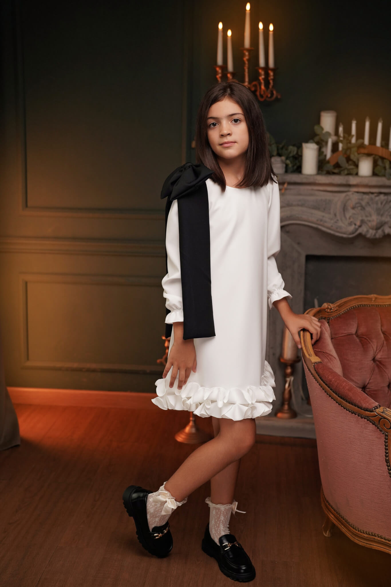 Rochie Lilith white-black, Little Rose