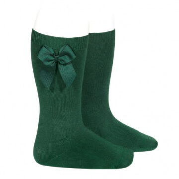Sosete lungi cu funda laterala din satin, verde botella, Condor