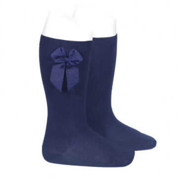 Sosete inalte bleumarin, funda laterala satin, Condor