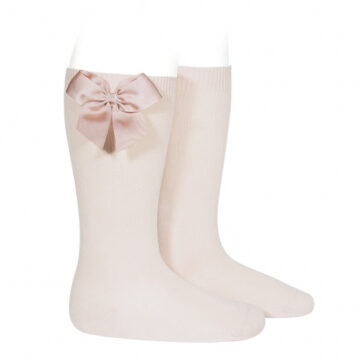 Sosete lungi cu funda laterala din satin, nude, Condor