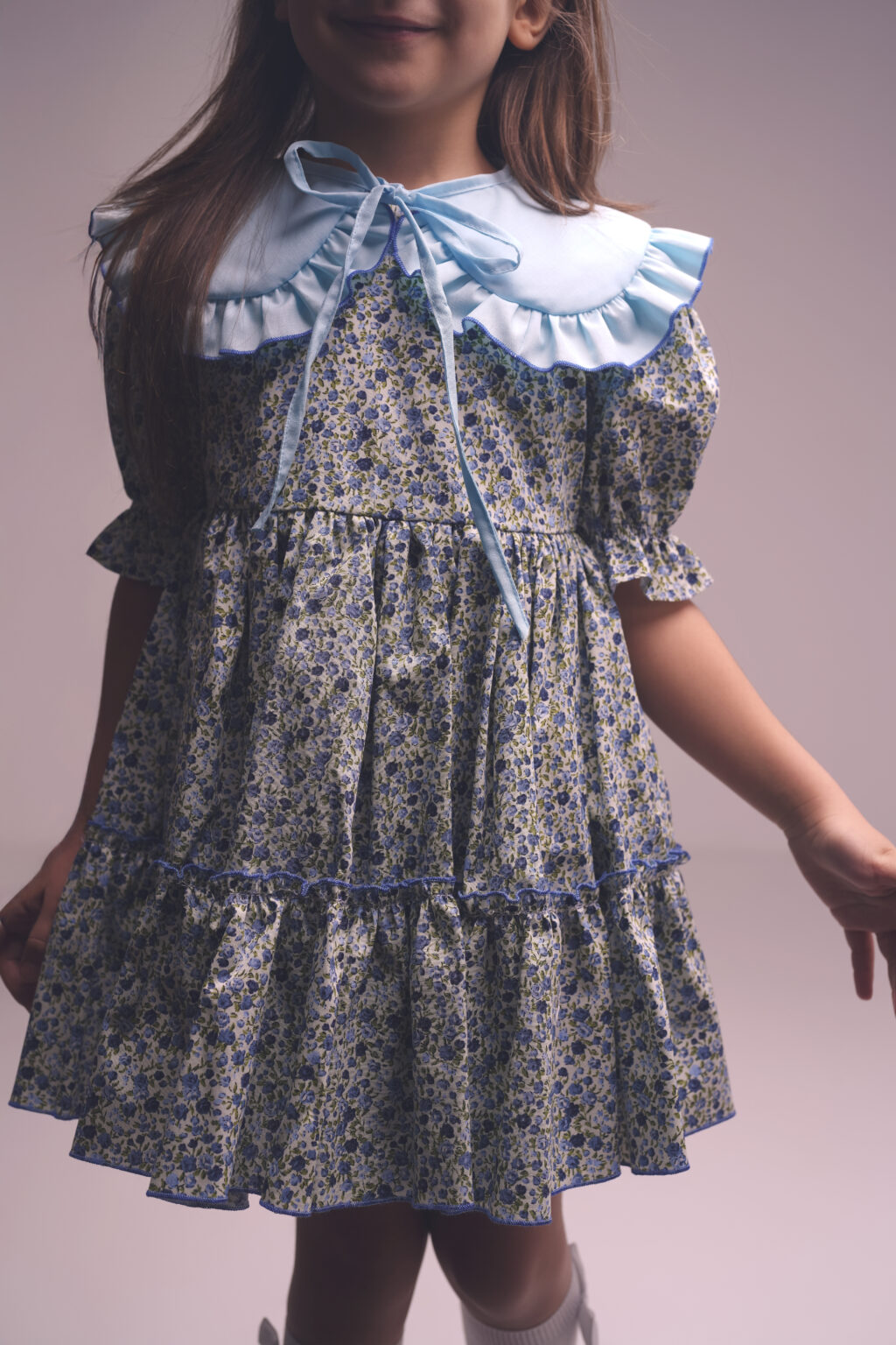 Rochie bumbac Flowers Blue, Little Rose