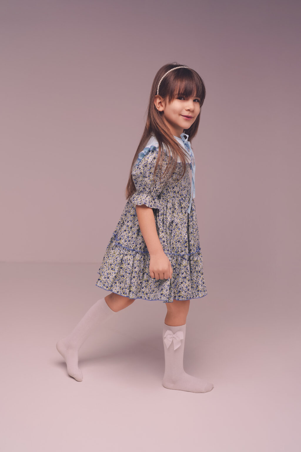 Rochie bumbac Flowers Blue, Little Rose