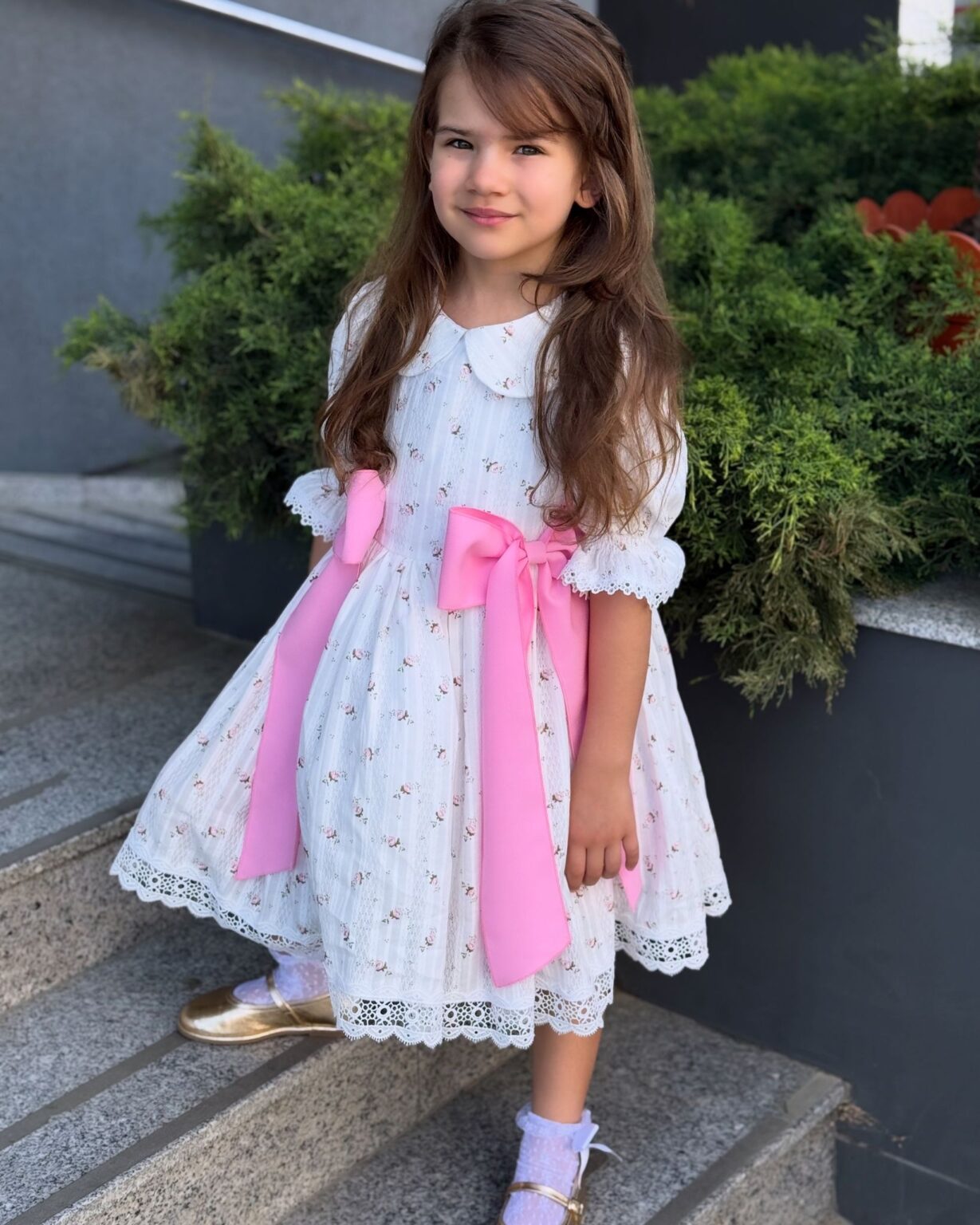 Rochie Miranda din bumbac brodat, Little Rose