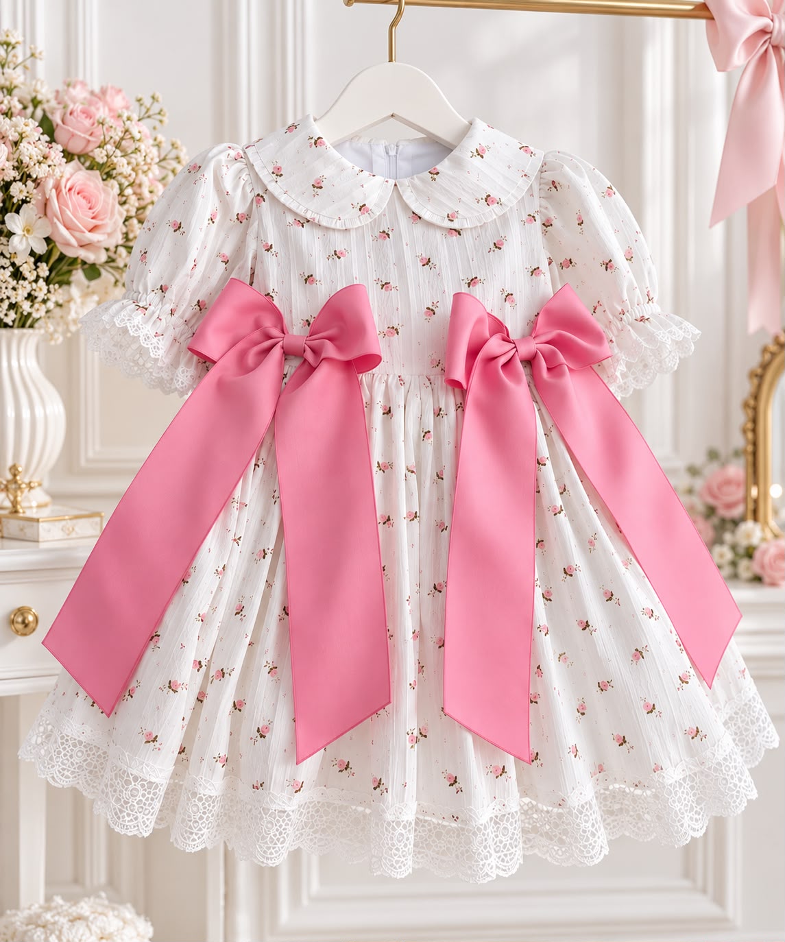 Rochie Miranda din bumbac brodat, Little Rose