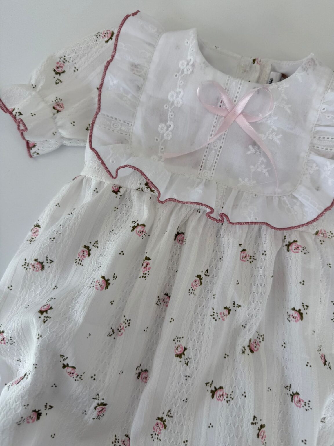 Salopeta bumbac brodat, Pink, Little Rose