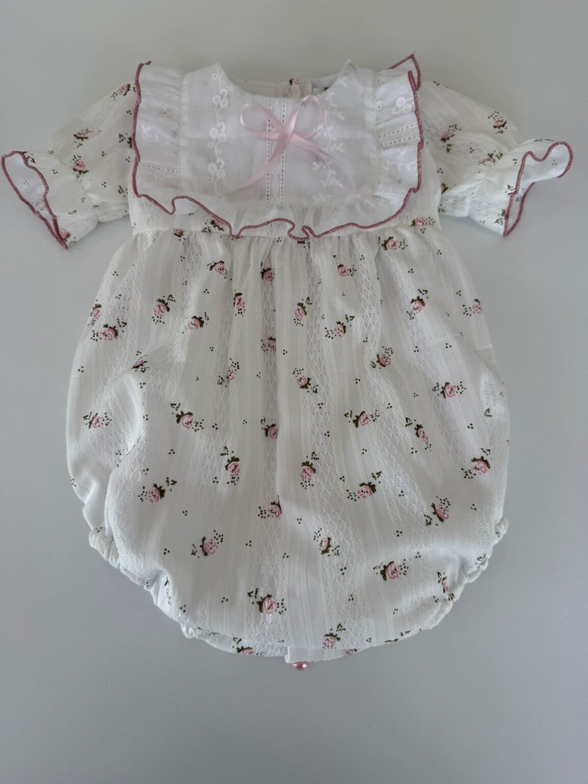 Salopeta bumbac brodat, Pink, Little Rose