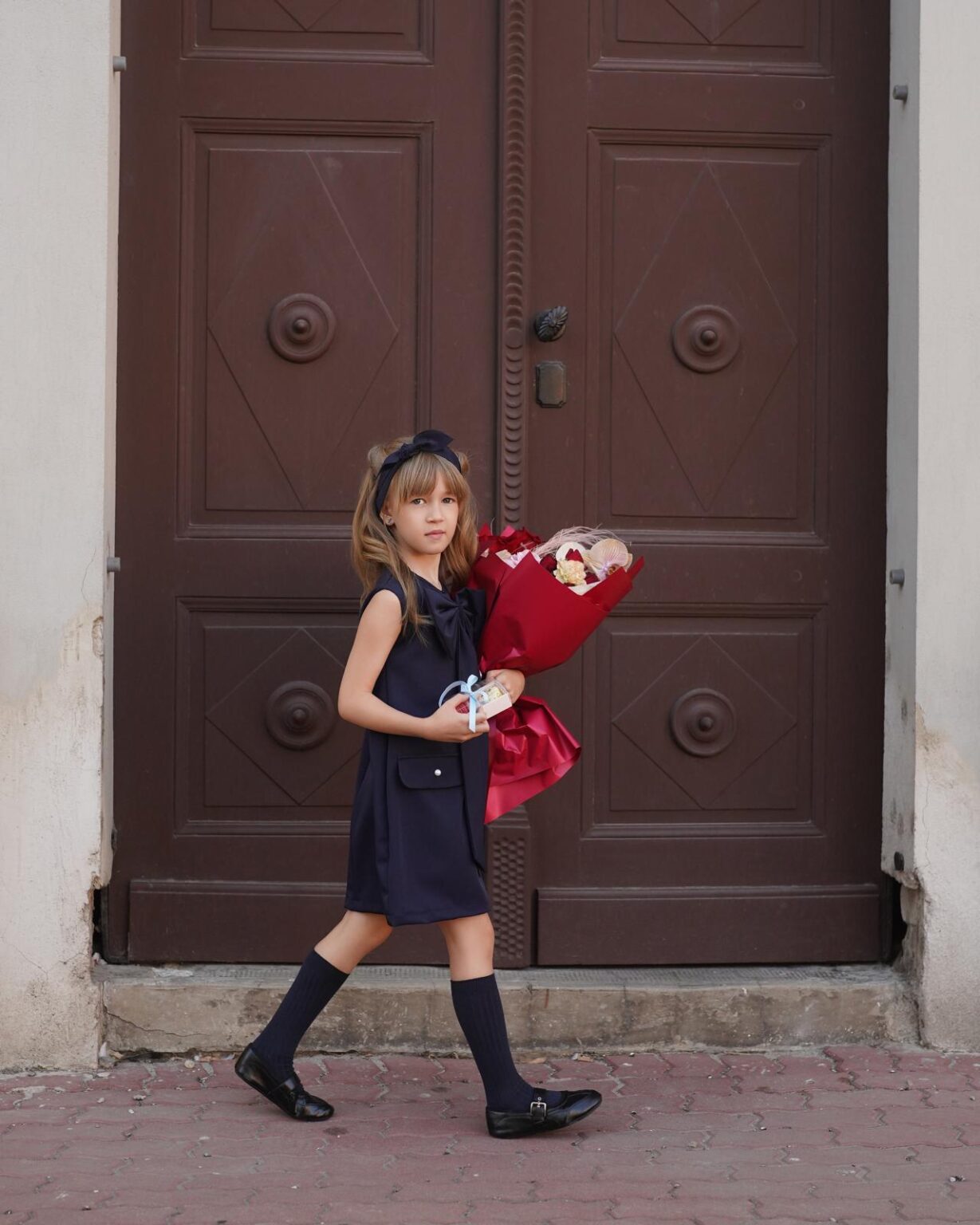 Sarafan Back to school ,Bleumarin ,Little Rose