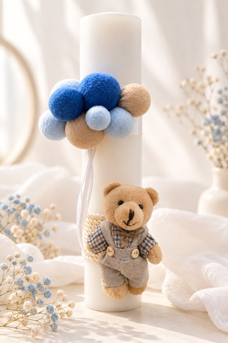 Lumanare botez,bear blue