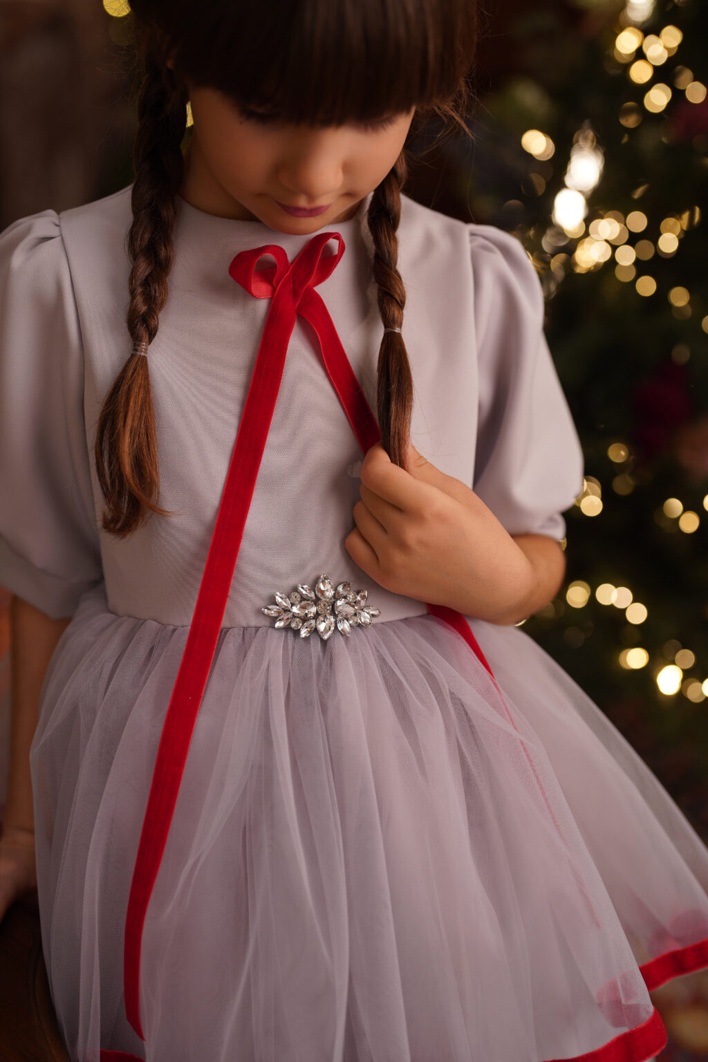 Rochie Aida,catifea gri,Little Rose