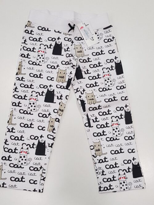 Pantaloni trening alb cu pisici